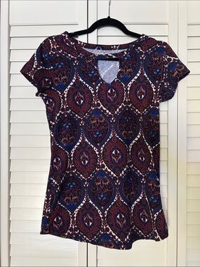 Joe Boxer Short Sleeve Printed Tee in Navy and Burgundy Size S
